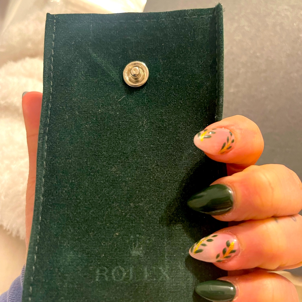 rolex emerald green travel bag made of suede plus jewelry wipe included